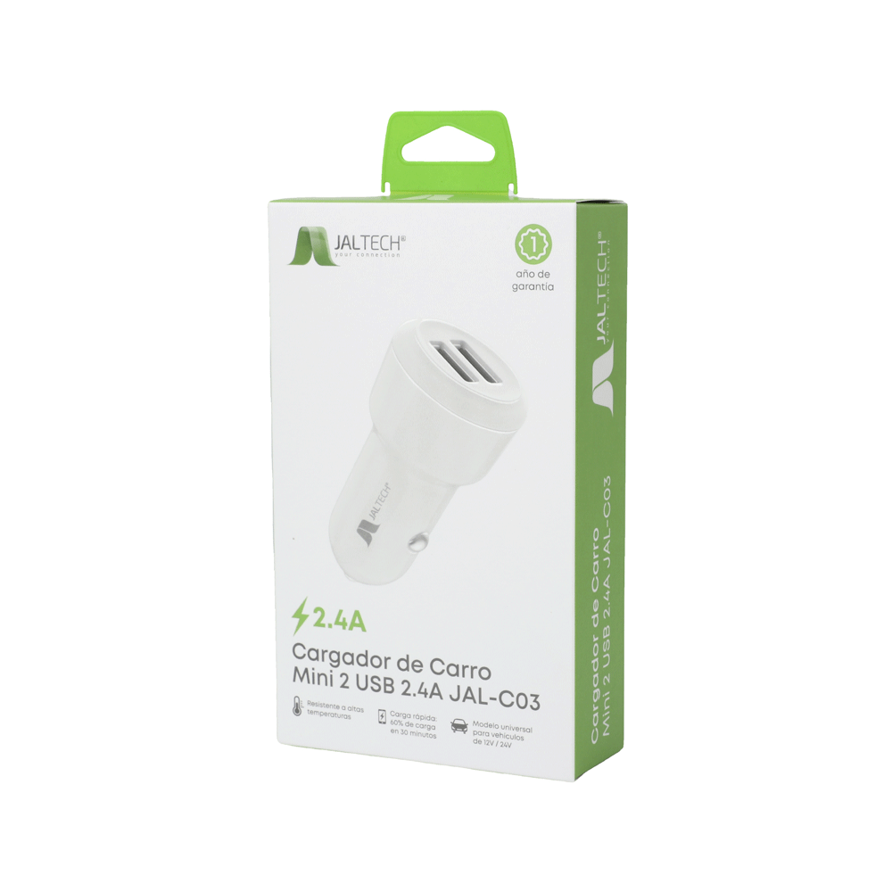CARGADOR DE CARRO MINI 2 USB 2.4A