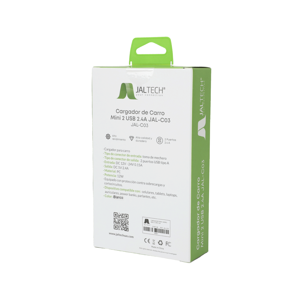CARGADOR DE CARRO MINI 2 USB 2.4A